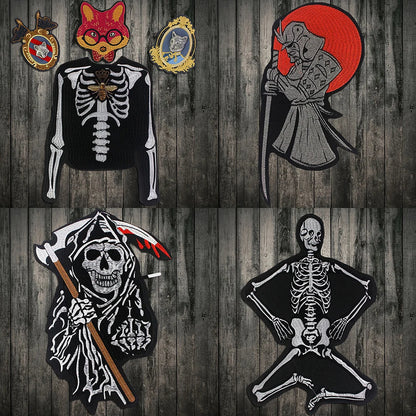 Skull Vest Embroidery Rider Iron on DIY Patches Patch Clothes