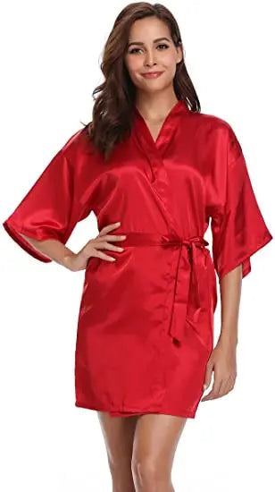 Women Kimono Robe Bathrobe Satin Bridesmaid Robes Dressing Night Gowns