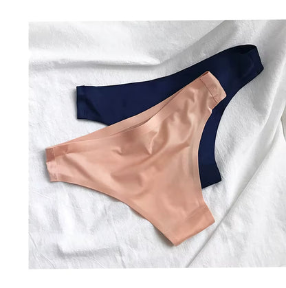 Women Ice Silk Seamless G-String Briefs T-Back Underwear Thong Panties Underpants
