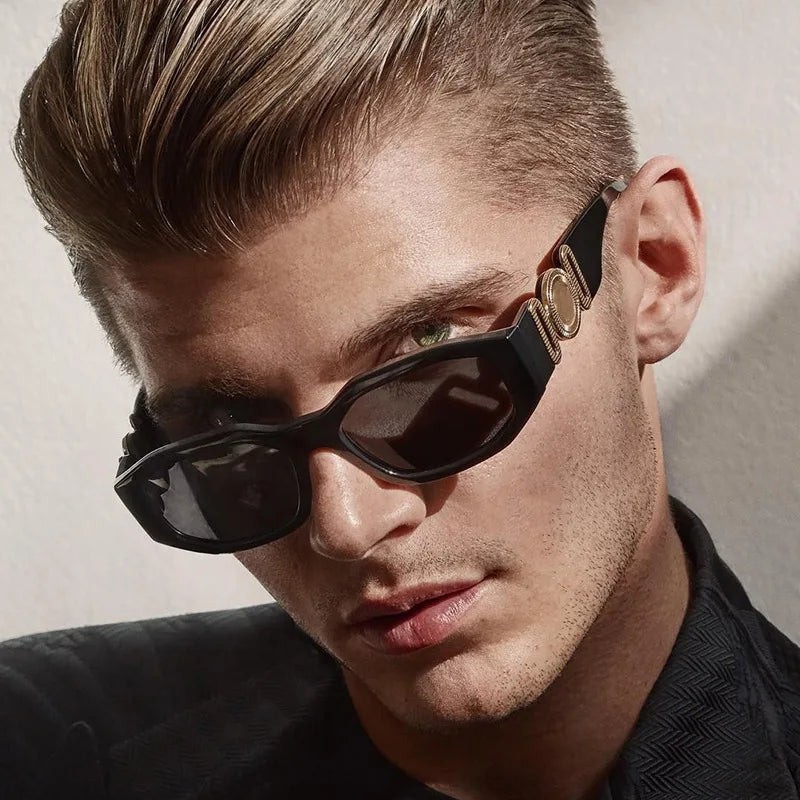 Men Women Small Rectangle Square Shades Vintage UV400 Sunglasses Glasses