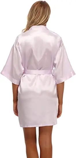 Women Satin Silky Bridal Wedding Kimono Bathrobe Sleepwear Nightgown Wear
