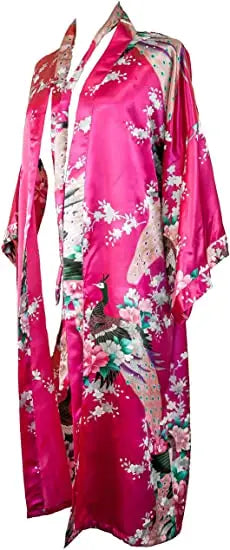 Women Flower Peacock Kimono Yukata Night Dress Gown Pajamas