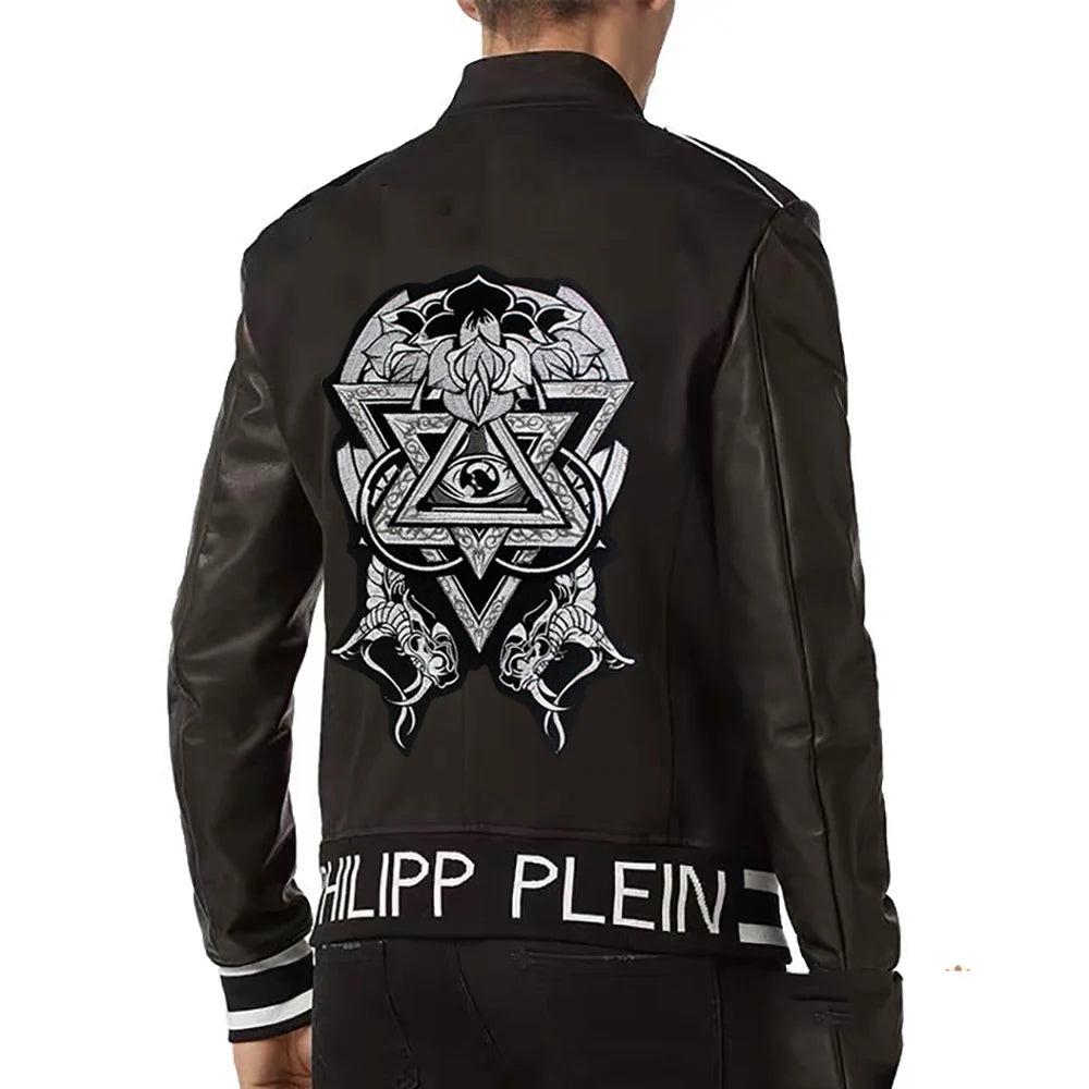 Fashion Punk Eye Skeleton Flower Biker Vest Embroidered Patch Iron On /sew on Clothes Patches