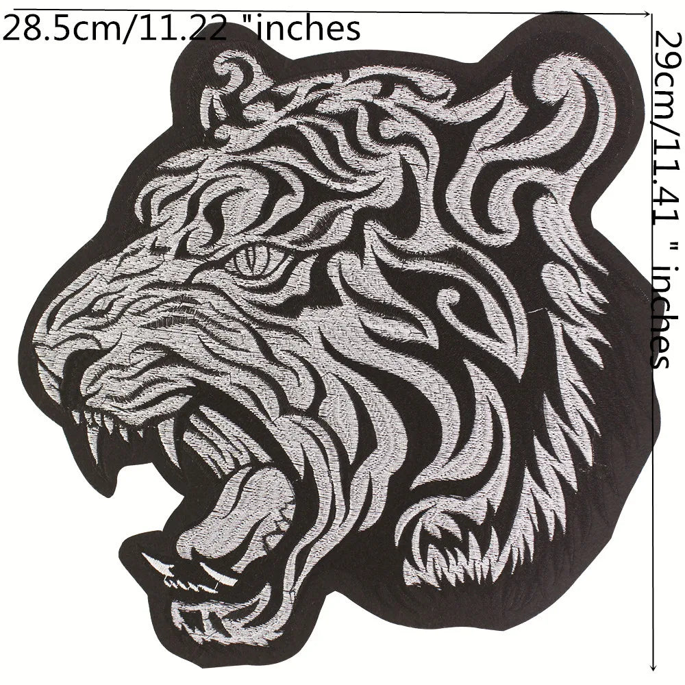 Cool tiger Embroidery Applique Patches for Clothes Iron on biker patch animal stickers DIY