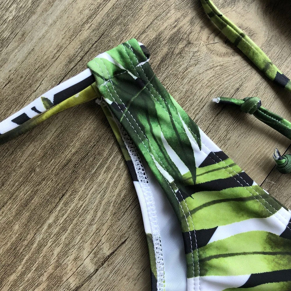 Sexy Print Swimsuit Bandage Two-Piece Swimwear Brazilian Beachwear Bathing Suit