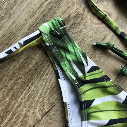 Sexy Print Swimsuit Bandage Two-Piece Swimwear Brazilian Beachwear Bathing Suit
