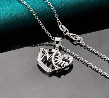 925 Sterling Silver 18-30Inches Chain Zircon Mom Heart Woman Wedding Party Charm Pendant Necklace