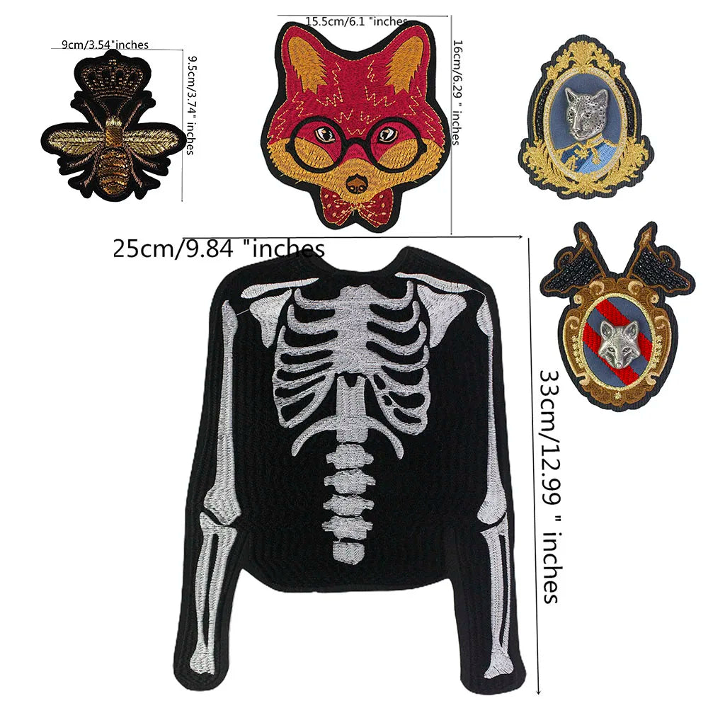 Skull Vest Embroidery Rider Iron on DIY Patches Patch Clothes