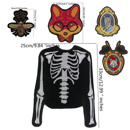 Skull Vest Embroidery Rider Iron on DIY Patches Patch Clothes