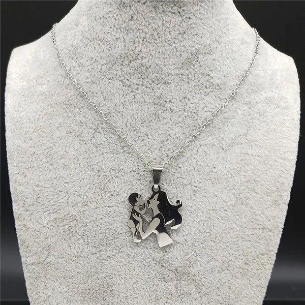 Stainless Steel Chain Kids Silver Color Women Mother Mom Daughter Necklace Pendant Necklace