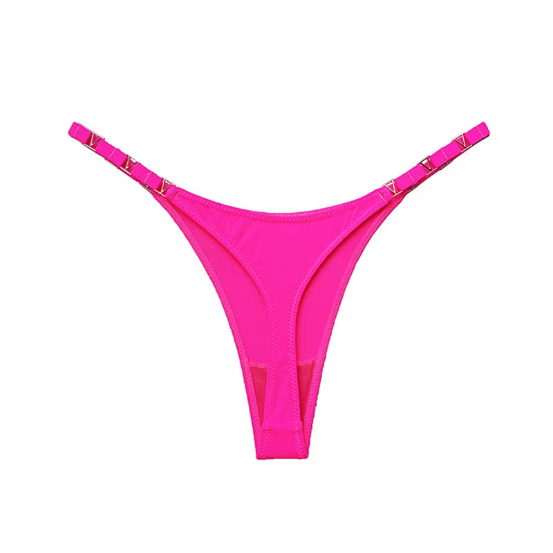 Sexy Women Seamless Underwear Briefs Zebra Flower Low Rise Metal Buckle Thong G-String Bikini Panties