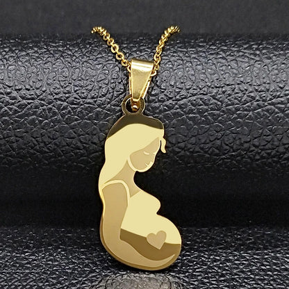 Stainless Steel Chain Kids Silver Color Women Mother Mom Daughter Necklace Pendant Necklace