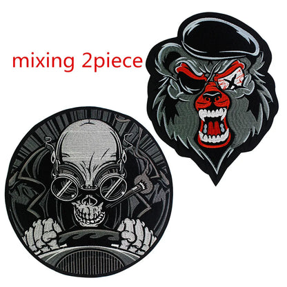 Embroidery Skull Sheep Head Patch Appliques Iron on Patches Badge Clothes Sewing