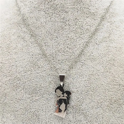Stainless Steel Chain Kids Silver Color Women Mother Mom Daughter Necklace Pendant Necklace