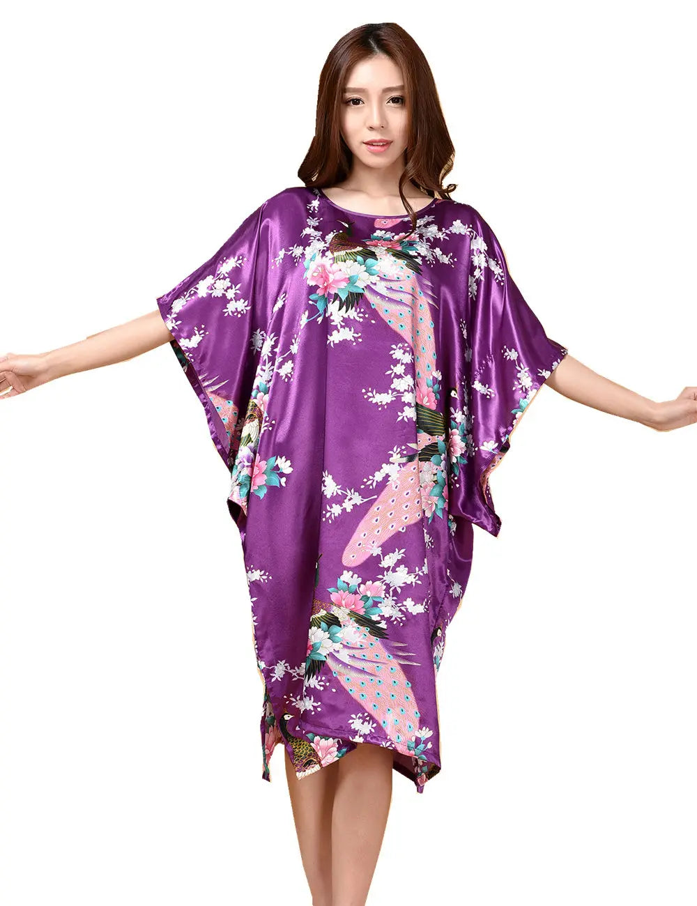 Plus Size Women Nightgown Printed Loose Sleepwear Nightwear Robe Bath Gown