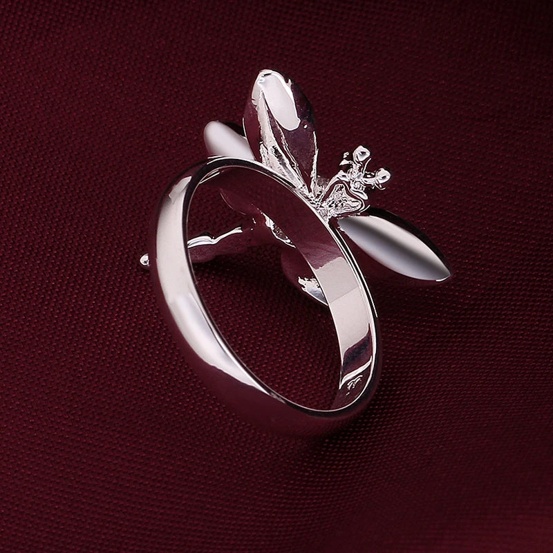 925 Sterling Silver Dragonfly Women Wedding Engagement Fashion Charm Ring