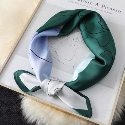 Women Fashion Silk Satin Cats Pets Printed Wrap Scarf Bandana Scarves