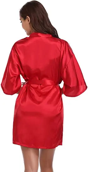 Women Kimono Robe Bathrobe Satin Bridesmaid Robes Dressing Night Gowns