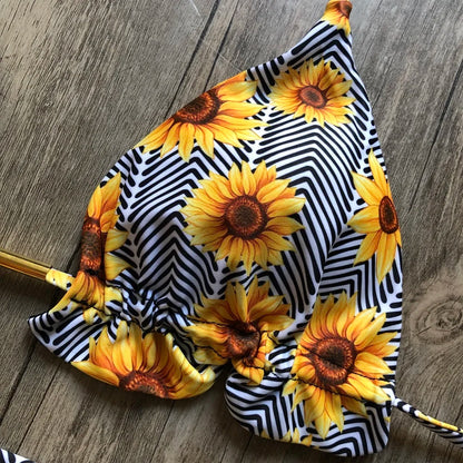 Sexy Print Swimsuit Bandage Two-Piece Swimwear Brazilian Beachwear Bathing Suit
