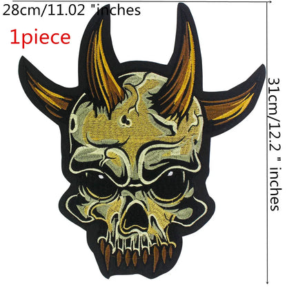 Sheep angle Skull Embroidered Patch Appliques Iron on Patches Badge Clothes Sewing
