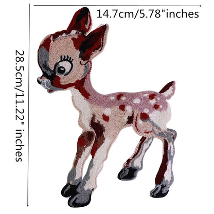 Bambi deer Pattern Embroidery Patch Appliques Iron on Patches Badge Clothes Sewing