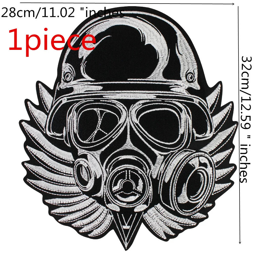 Fashion Helmet Skull Embroidered Patch Appliques Iron on Patches Badge Clothes Sewing