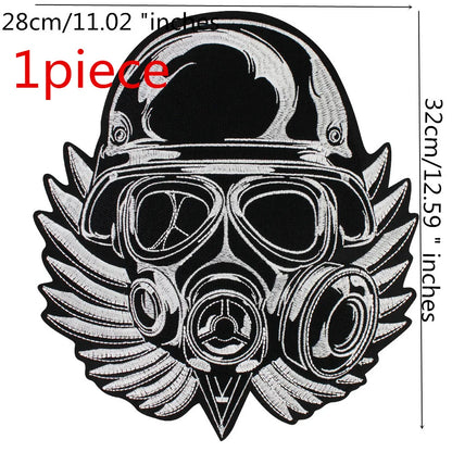Fashion Helmet Skull Embroidered Patch Appliques Iron on Patches Badge Clothes Sewing