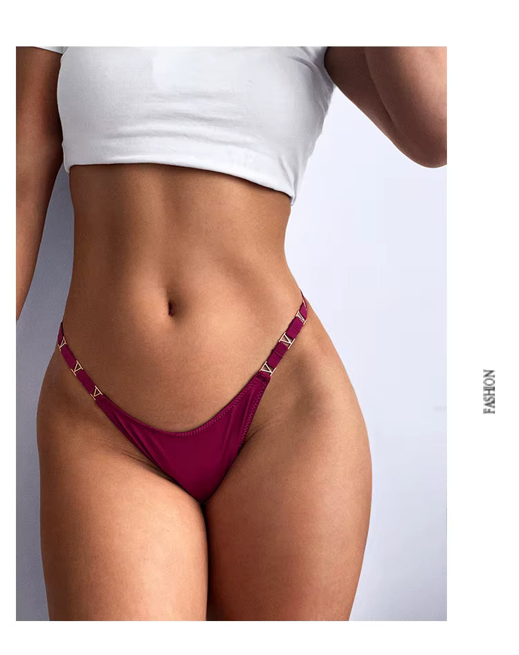 Sexy Women Seamless Underwear Briefs Zebra Flower Low Rise Metal Buckle Thong G-String Bikini Panties