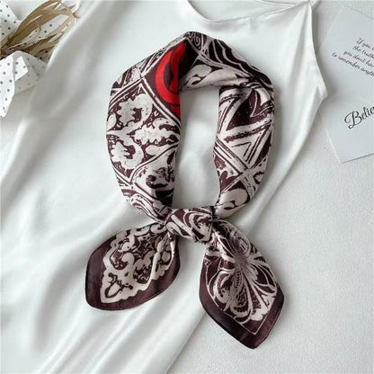 Women Fashion Silk Satin Cats Pets Printed Wrap Scarf Bandana Scarves