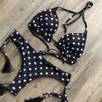 Sexy Print Swimsuit Bandage Two-Piece Swimwear Brazilian Beachwear Bathing Suit