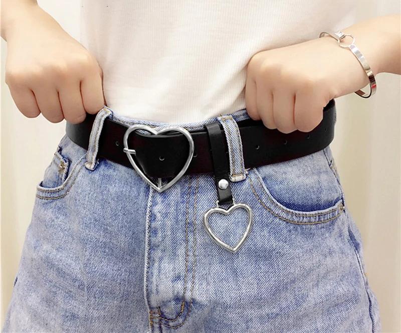 Women Fashion Leather Heart Cute Black Harajuku Pants Party Belts