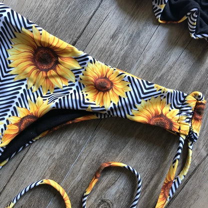 Sexy Print Swimsuit Bandage Two-Piece Swimwear Brazilian Beachwear Bathing Suit