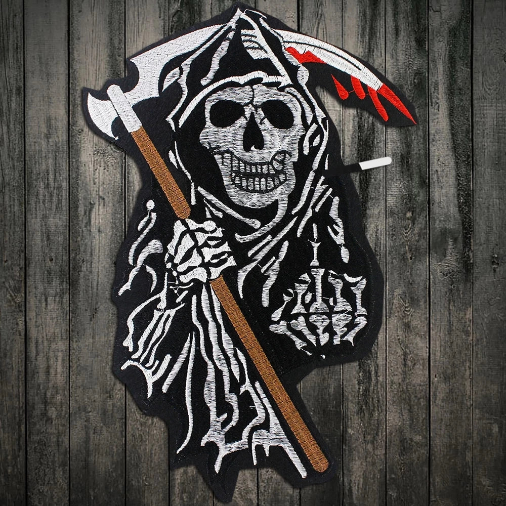 Skull Vest Embroidery Rider Iron on DIY Patches Patch Clothes