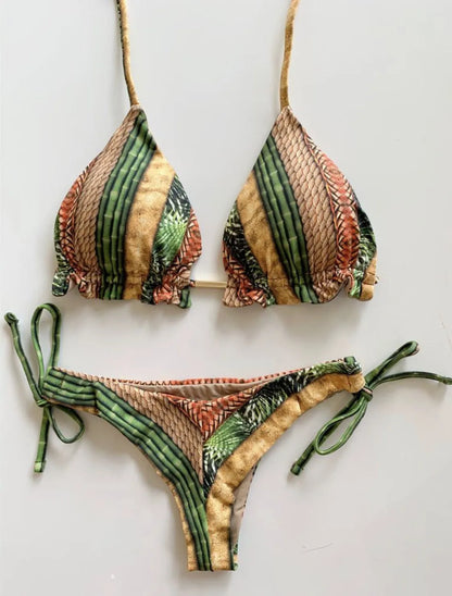 Sexy Print Swimsuit Bandage Two-Piece Swimwear Brazilian Beachwear Bathing Suit