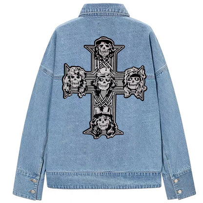 Big Cross Skull Gothic Punk Rock Iron on Patches Embroidered Crown Skull Patch Clothes Sewing Stickers