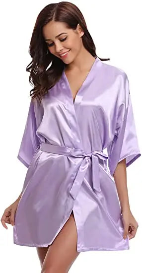 Women Kimono Robe Bathrobe Satin Bridesmaid Robes Dressing Night Gowns