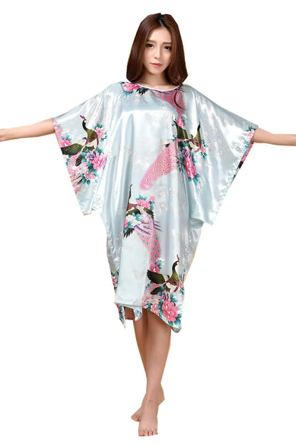 Plus Size Women Nightgown Printed Loose Sleepwear Nightwear Robe Bath Gown