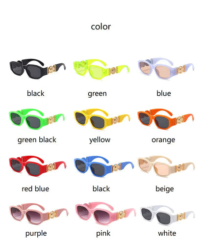 Men Women Small Rectangle Square Shades Vintage UV400 Sunglasses Glasses