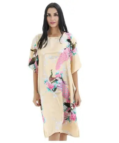 Plus Size Women Nightgown Printed Loose Sleepwear Nightwear Robe Bath Gown