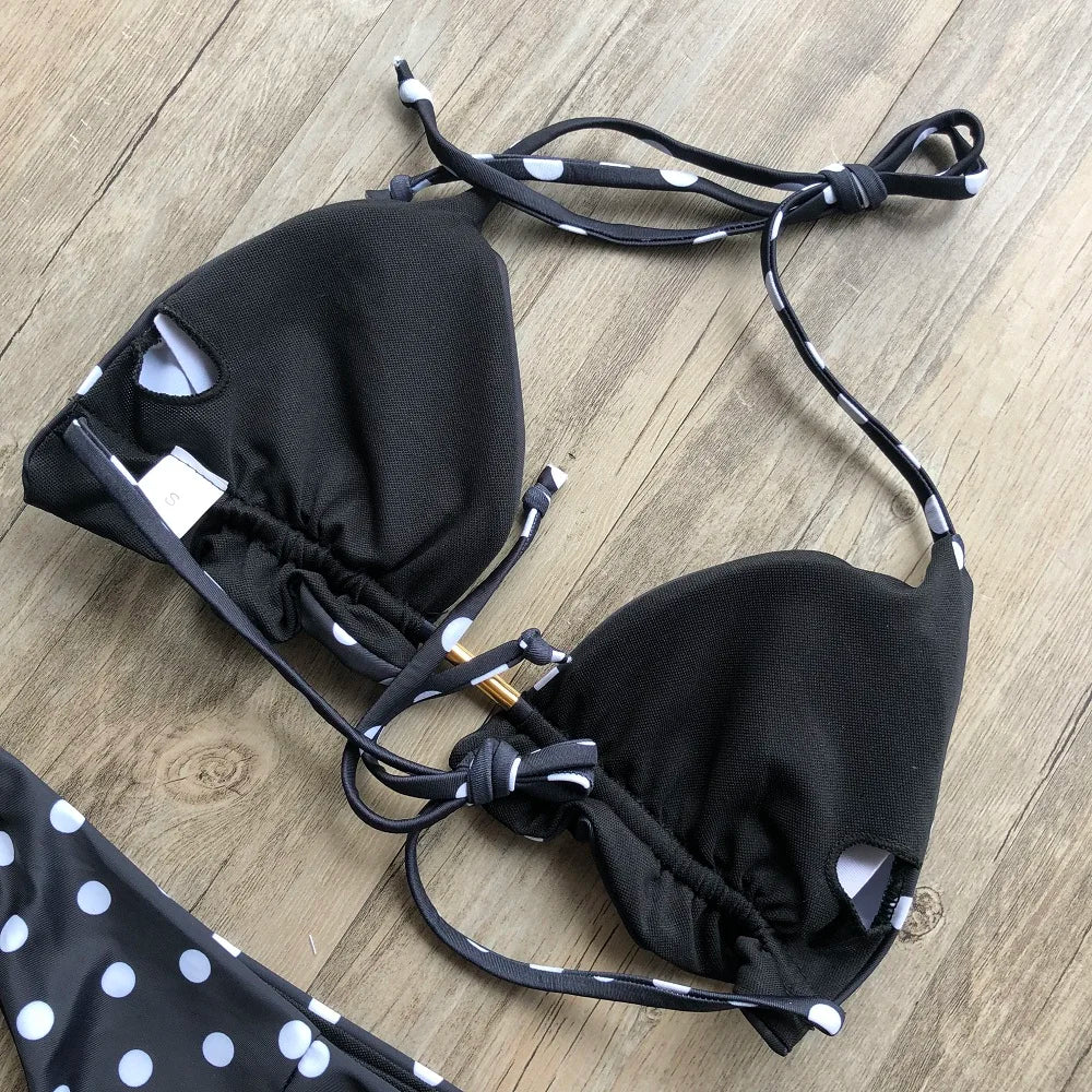 Sexy Print Swimsuit Bandage Two-Piece Swimwear Brazilian Beachwear Bathing Suit
