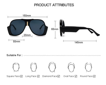 Men Women Vintage Shades Big UV400 Oversized Square Sunglasses Glasses