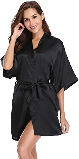 Women Kimono Robe Bathrobe Satin Bridesmaid Robes Dressing Night Gowns