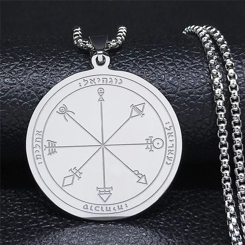 Men Talisman of Protection Good Luck Wealth Seal of Solomon Stainless Steel Necklace