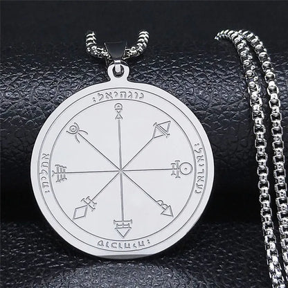 Men Talisman of Protection Good Luck Wealth Seal of Solomon Stainless Steel Necklace
