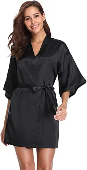 Women Kimono Robe Bathrobe Satin Bridesmaid Robes Dressing Night Gowns
