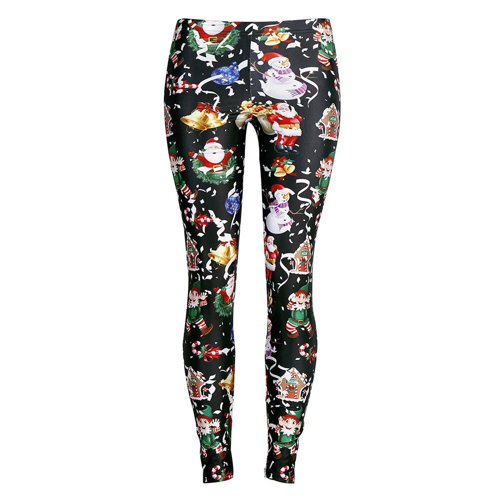 Santa Claus Prints Fashion Women Christmas Leggings Pants