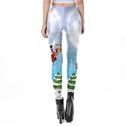 Fashion Prints Snowflake Elk Women Leggings Pants