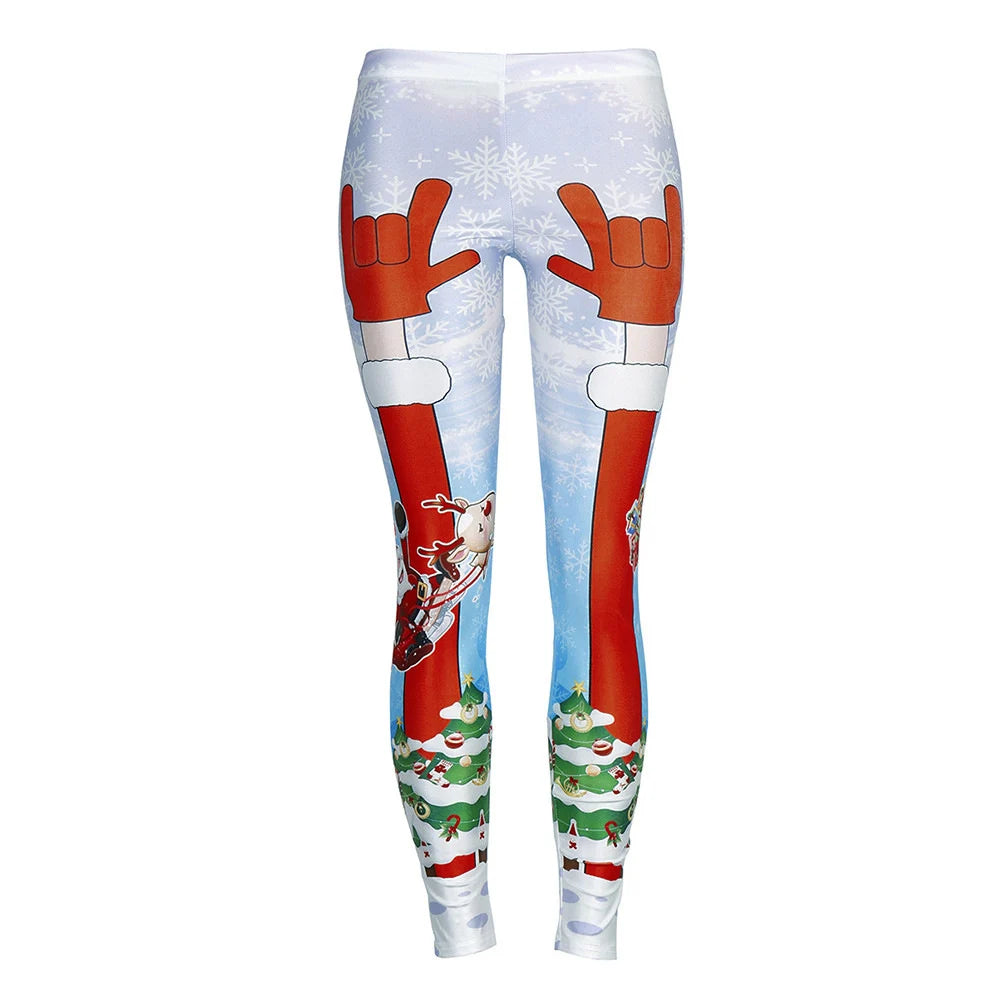 Fashion Prints Snowflake Elk Women Leggings Pants