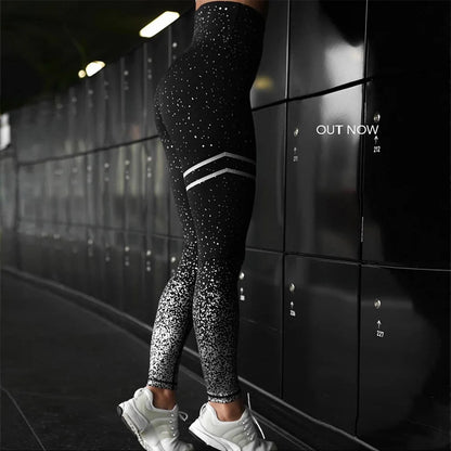 Women Fashion Print No Transparent Exercise Fitness Patchwork Push Up Leggings Pants