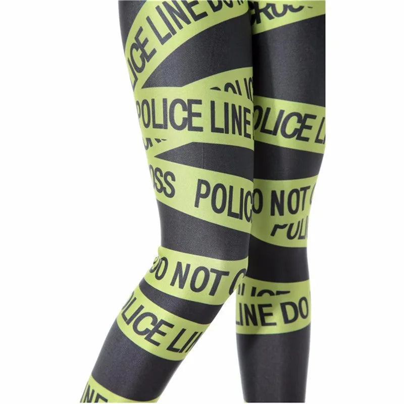 Sexy High Waist Police Line Printed Pants Leggings